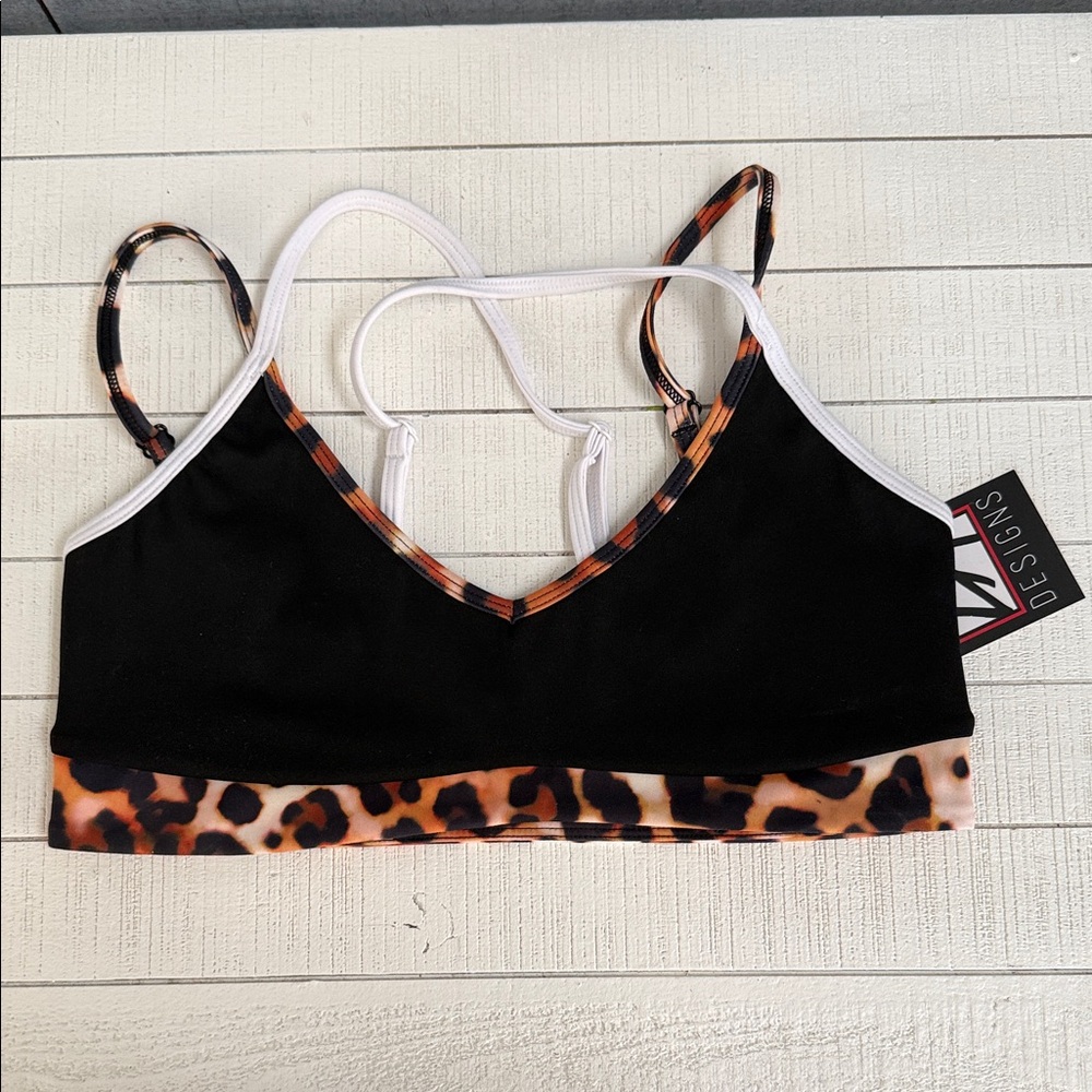 LA Designs Women's Black Leopard-Trim Bralette